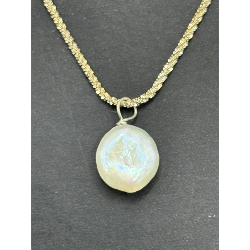 18" Vintage Sterling Silver Pearl Pendant Necklace 3.5 Grams G2